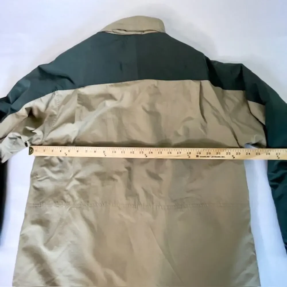 L.L.Bean Mens Large Fleece Lined Outdoor Jacket Green Tan Coat Heritage Outdoor